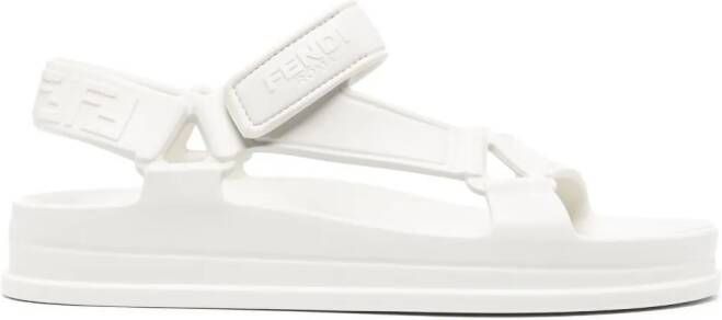 FENDI embossed-logo chunky-sole sandals White