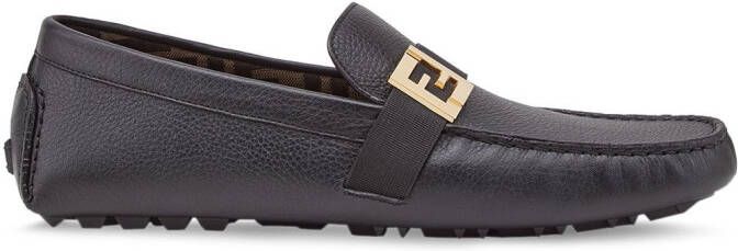 FENDI FF detailed loafers Black