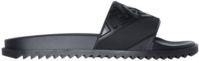 FENDI embossed FF motif flat sandals Black