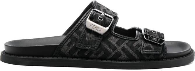 FENDI FF logo-motif buckle sandals Black