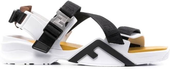 FENDI Flow jacquard-logo sandals Black