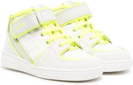 Fendi Kids contrast-trim panelled suede sneakers White