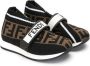 Fendi Kids Fendi Love touch strap sneakers Brown - Thumbnail 1