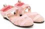 Fendi Kids FF-embroidered ballerina shoes Pink - Thumbnail 1