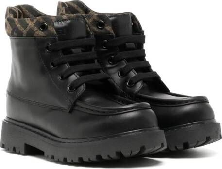 Fendi Kids FF logo-detail leather boots Black