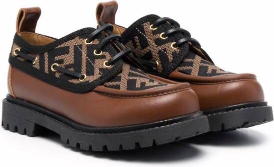 Fendi Kids FF-logo lace-up shoes Brown