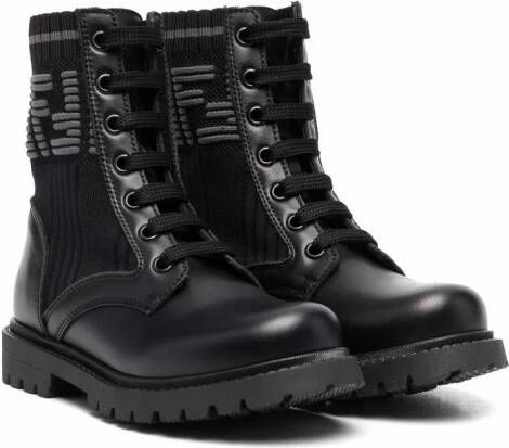 Fendi Kids FF-logo print boots Black