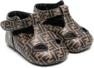 Fendi Kids FF-pattern ballerina shoes Brown