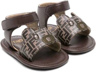 Fendi Kids FF-pattern leather sandals Brown
