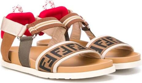 Fendi Kids FF strappy sandals Brown