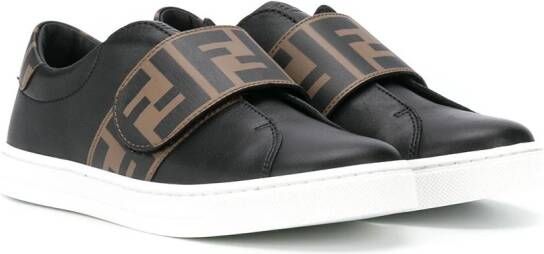 Fendi Kids FF touch strap sneakers Black