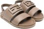 Fendi Kids logo-appliqué touch-strap sandals Brown - Thumbnail 1