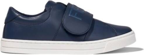 Fendi Kids logo-embossed leather sneakers Blue