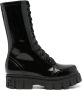 Fendi Kids logo-embossed patent leather boots Black - Thumbnail 1