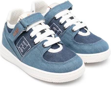 Fendi Kids logo-embroidered denim sneakers Blue