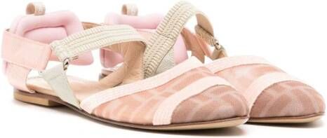 Fendi Kids logo-jacquard panelled sandals Pink