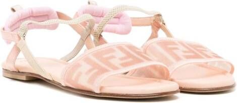 Fendi Kids logo-jacquard sandals Pink