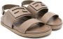 Fendi Kids logo-patch leather sandals Brown - Thumbnail 1