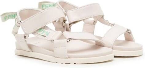 Fendi Kids logo-patch touch-strap sandals White