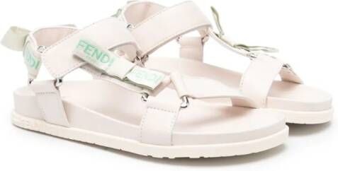 Fendi Kids logo-print leather sandals Neutrals