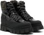 Fendi Kids logo-print leather trekking boots Black - Thumbnail 1