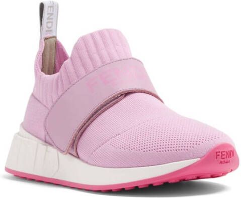 Fendi Kids logo-print mesh sneakers Pink