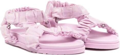 Fendi Kids ruched logo-jacquard sandals Purple