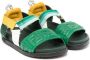 Fendi Kids stripe-detail strappy sandals Green - Thumbnail 1