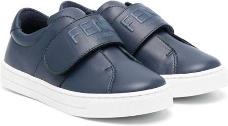 Fendi Kids touch-strap leather sneakers Blue