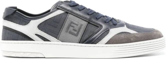 FENDI logo-embroidered panelled sneakers Blue