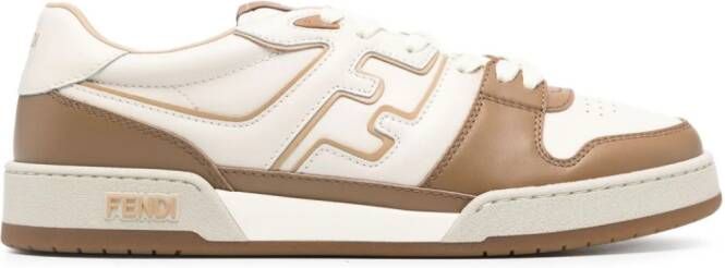FENDI Match FF-appliqué leather sneakers Neutrals