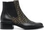 FENDI monogram-pattern leather ankle boots Black - Thumbnail 1
