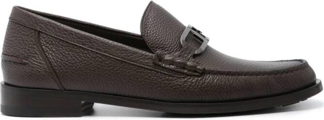 FENDI O Lock leather loafers Brown