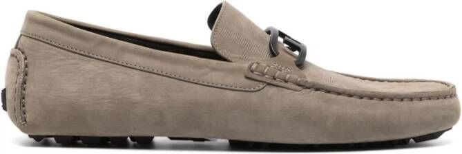 FENDI O'Lock leather loafers Neutrals
