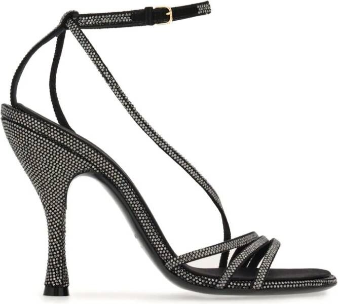 Ferragamo 105mm crystal-embellished leather sandals Black