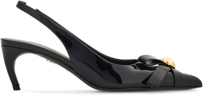 Ferragamo 55mm bow-detail patent leather pumps Black