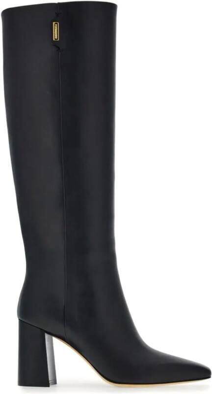 Ferragamo 85mm logo-plaque leather boots Black