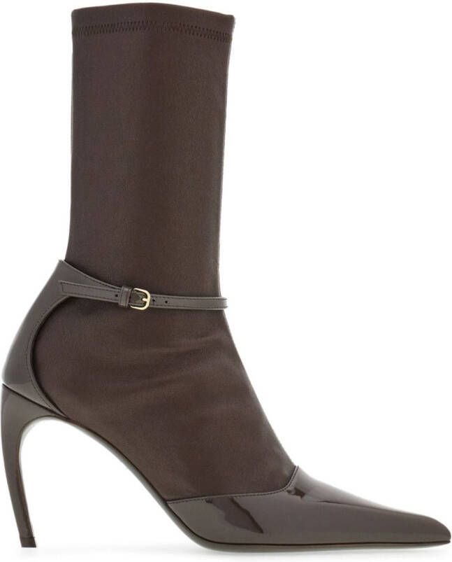 Ferragamo 85mm patent leather boots Brown