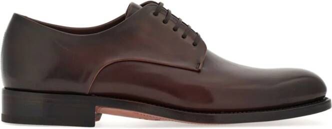 Ferragamo almond-toe leather derby shoes Brown