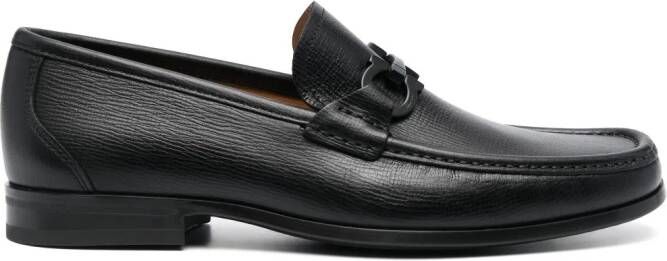 Ferragamo almond-toe leather loafers Black