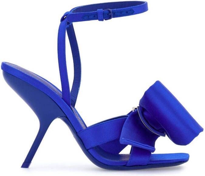 Ferragamo asymmetric-bow satin sandals Blue