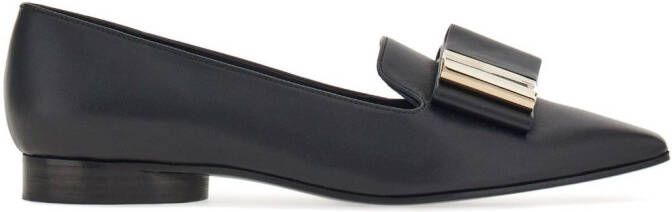 Ferragamo bow-detail lambskin loafers Black