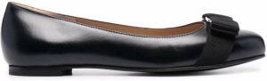Ferragamo bow-detail leather ballerina shoes Black