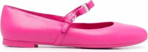 Ferragamo bow-detail leather ballerina shoes Pink