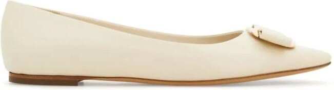 Ferragamo bow-detailing leather ballerina shoes White