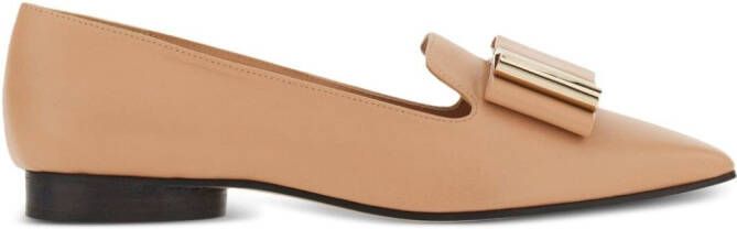 Ferragamo bow-detailing leather loafers Neutrals