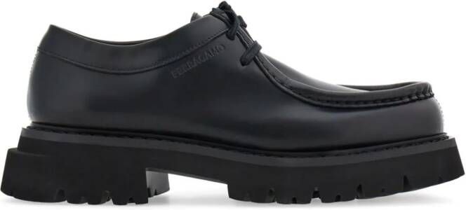 Ferragamo chunky leather derby sheoes Black