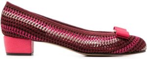 Ferragamo colour-block twill pumps Pink