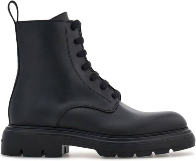 Ferragamo Combat leather boots Black