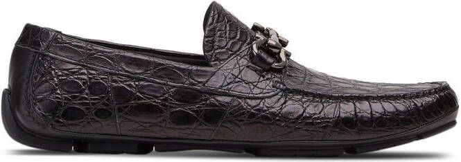 Ferragamo crocodile-effect leather loafers Black
